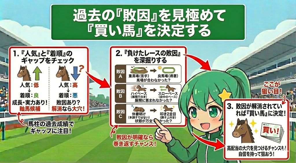 過去の「敗因」を見極めて「買い馬」を決定する