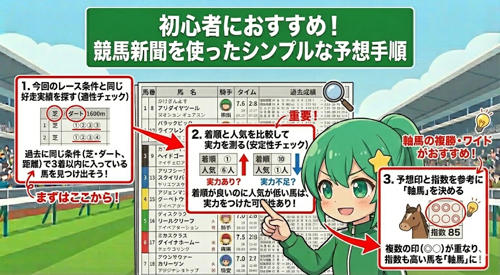 初心者におすすめ！競馬新聞を使ったシンプルな予想手順