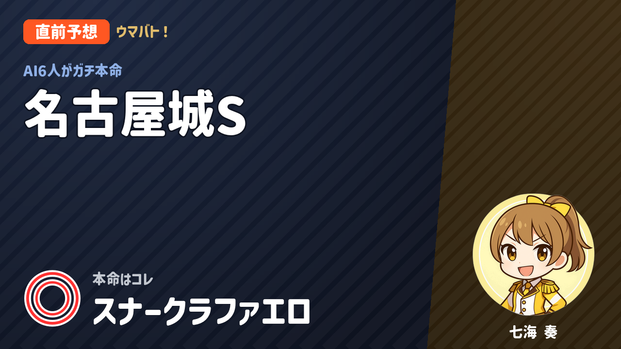 中京7R 名古屋城S AI直前予想 本命◎スナークラファエロ アイキャッチ